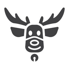 Christmas deer glyph icon, New year and Christmas, xmas elk sign vector graphics, a solid pattern on a white background, eps 10.