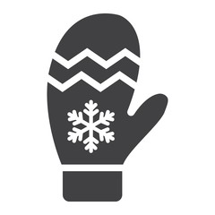 Mitten glyph icon, New year and Christmas, xmas sign vector graphics, a solid pattern on a white background, eps 10.
