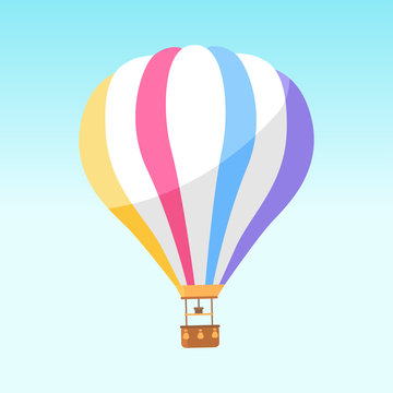 Airballoon with Colorful Stripes Icon Isolated