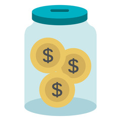 glass jar with coins money