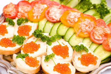 bread with red caviar