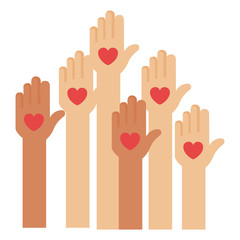 hands up with heart love isolated icon