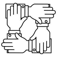 businesspeople hands teamwork icon