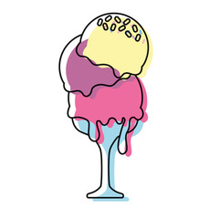 ice cream glass icon over white background colorful design  vector illustration