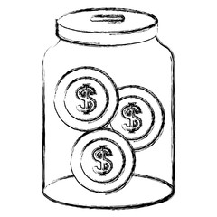 glass jar with coins money
