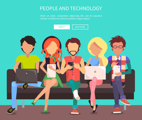 People and Technology Banner Vector Illustration.