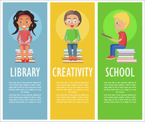 Library, Creativity and School with Reading Kids