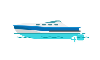 Motor Boat Sailboat Vector Illustration Isolated