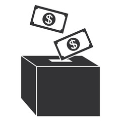 savings box with bills
