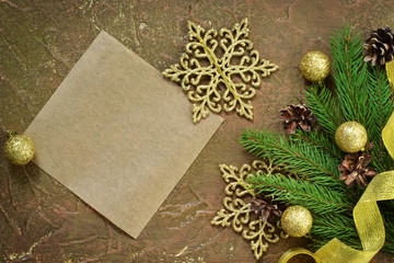 New Year card with space for text. Decoration for the new year. Merry Christmas and Happy New Year!