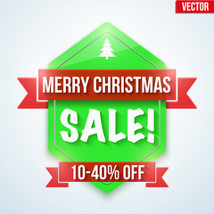 Merry Christmas Sale badge and label. Vector badges realistic modern style. Editable Vector Illustration Isolated on background.