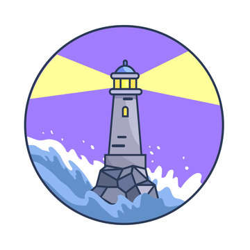 Banner Depicting Lighthouse during Night Storm