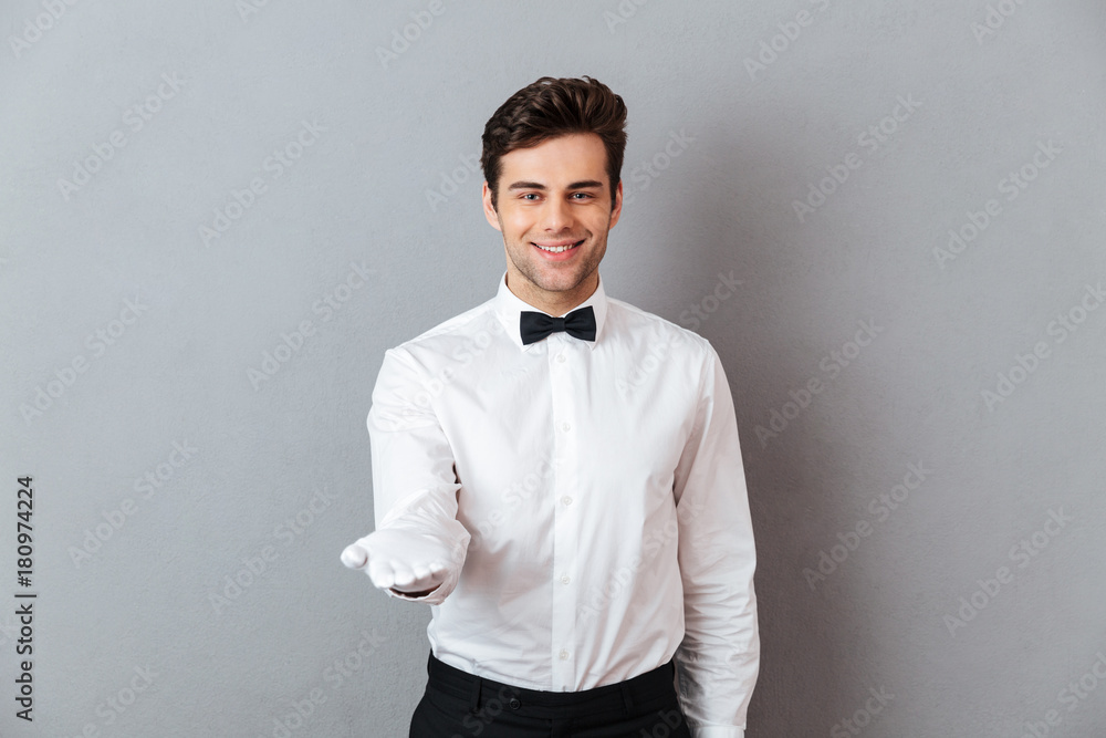 Sticker Portrait of a smiling friendly male waiter