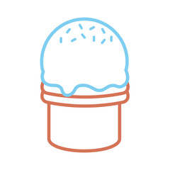 flar line colored ice cream cone  over white background  vector illustration