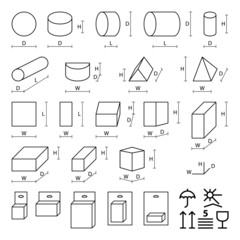 Packing dimensions icons