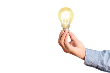 holding lightbulb in  hand