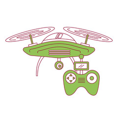 drone with remote control device technologies design vector illustration