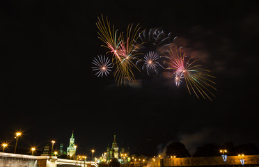 Festive fireworks over the Moscow Kremlin, Russia