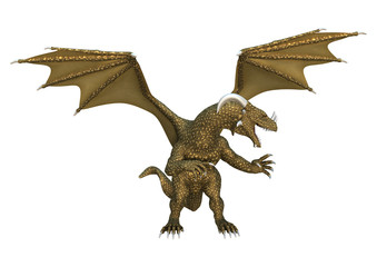 Fototapeta premium 3D Rendering Fantasy Dragon on White