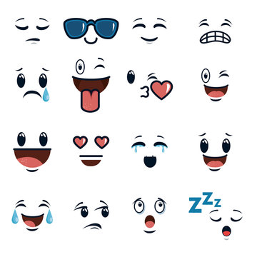cute faces doodle emoji cartoon
