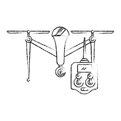 drone with remote control device technologies design vector illustration