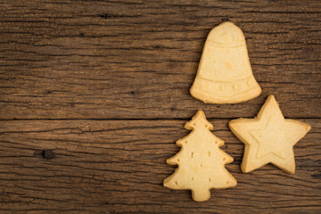 Christmas cookie on wooden background