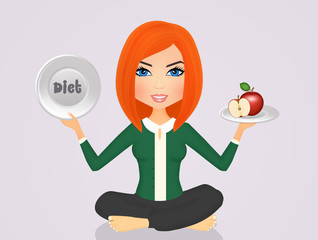 funny illustration of girl to diet