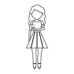 avatar woman with ice cream icon over white background vector illustration