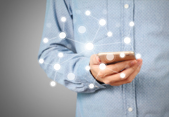 Touch screen smartphone in  hand