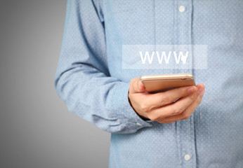 Touch screen smartphone in  hand