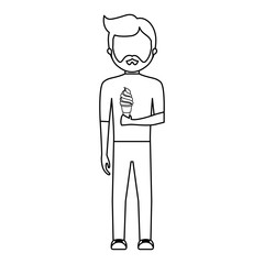 avatar man with ice cream icon over white background vector illustration