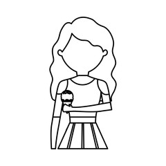 avatar woman with ice cream icon over white background vector illustration