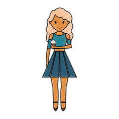 cartoon woman with ice cream icon over white background colorful design vector illustration