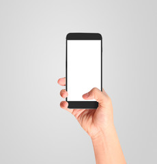 Touch screen smartphone in a hand