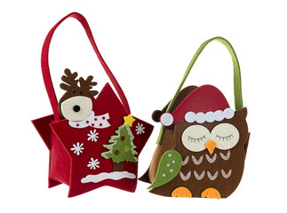 Hand made Christmas present isolated on white background.    