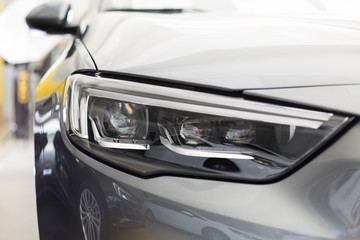 Close up photo of car headlight