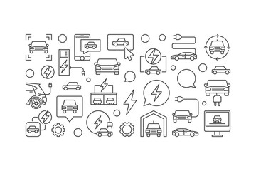 Electric car horizontal line banner