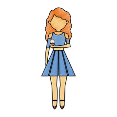 avatar woman with ice cream icon over white background colorful design vector illustration