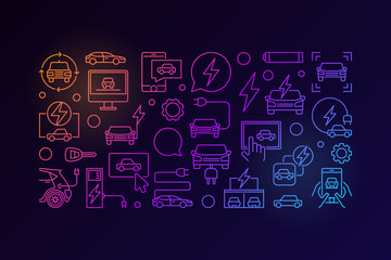 Vector colorful electric vehicle concept outline banner