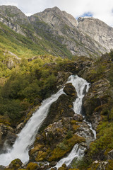 Fototapeta na wymiar Rapid waters of rivers in the Jostedalsbreen National Park in Norway