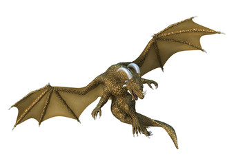 3D Rendering Fantasy Dragon on White