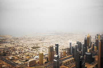 Obraz premium Dubai aerial view of downtown with glorious buildings and style.