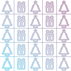 christmas background tree and gift traditional pattern design vector illustration