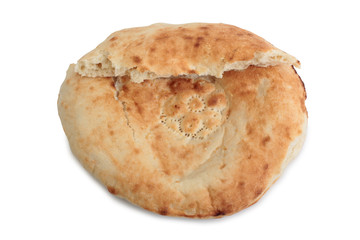 Organic fresh bread on white background