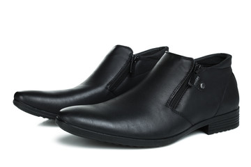 Black leather men's shoes
