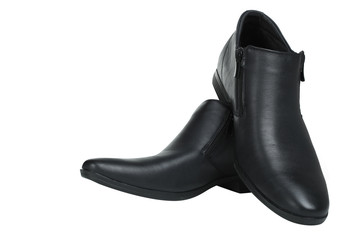 Black leather men's shoes