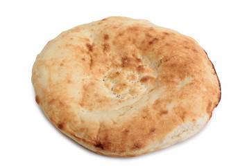 Organic fresh bread on white background