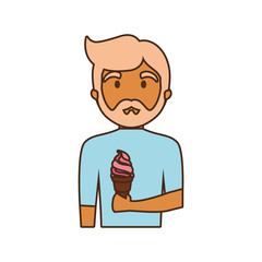 cartoon man with ice cream icon over white background colorful design vector illustration