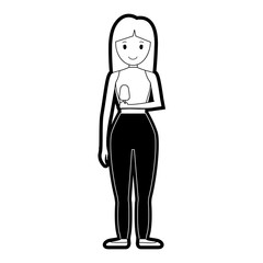 cartoon woman with ice cream icon over white background vector illustration