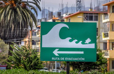 Tsunami Hazard Zone Sign in Atofagasta, Chile
